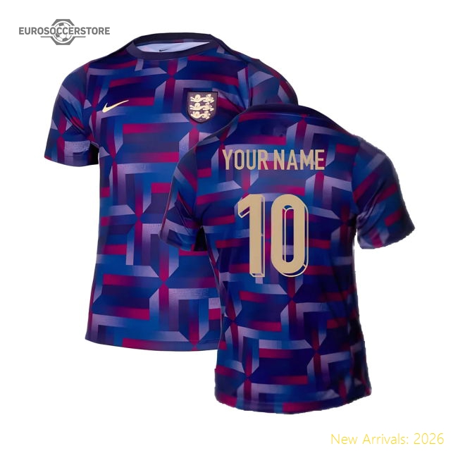 2024-2025 England Academy Pro Pre-Match Shirt (Purple Ink) (Your Name)-The Soccer Shirt Hub