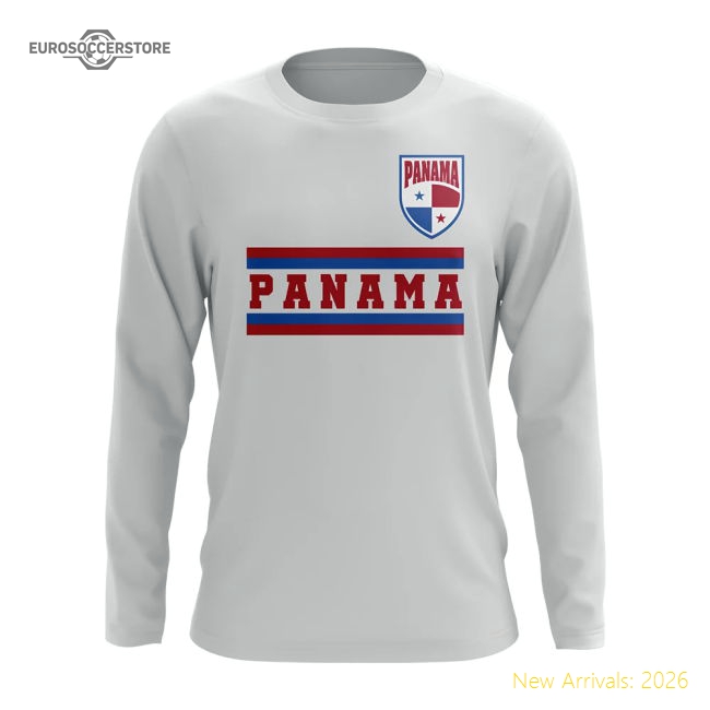 Panama Core Football Country Long Sleeve T-Shirt (White)-The Soccer Shirt Hub