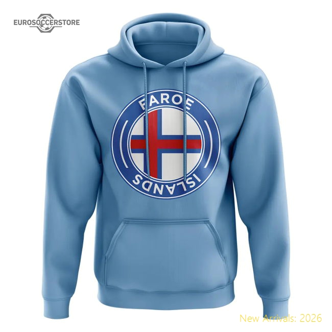 Faroe Islands Football Badge Hoodie (Sky)-The Soccer Shirt Hub