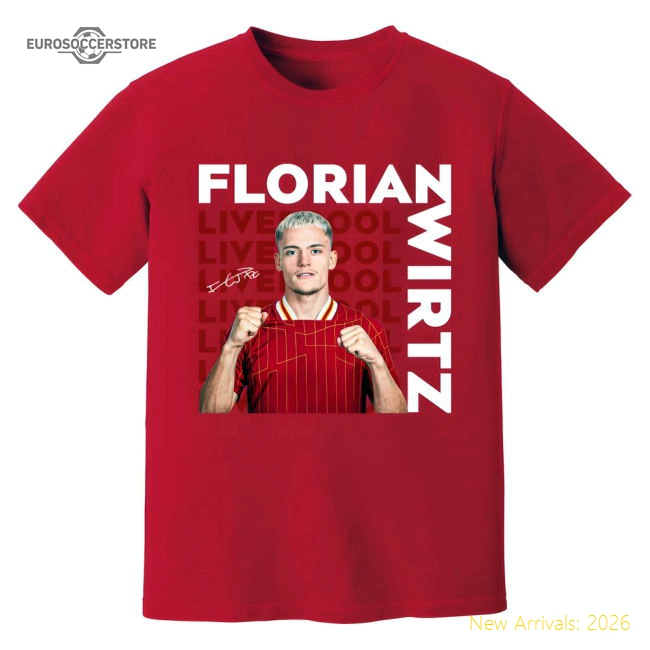 Florian Wirtz Liverpool New Signing T-Shirt (Red)-The Soccer Shirt Hub