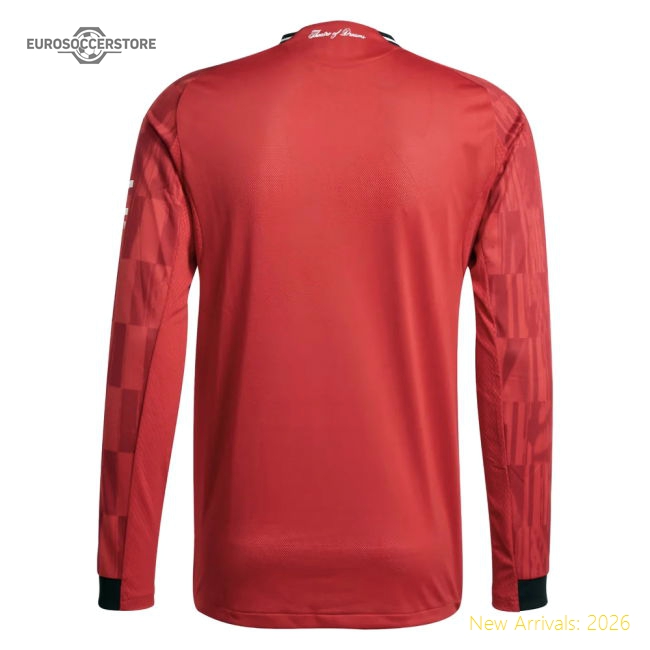 2025-2026 Man Utd Authentic Long Sleeve Home Shirt-The Soccer Shirt Hub