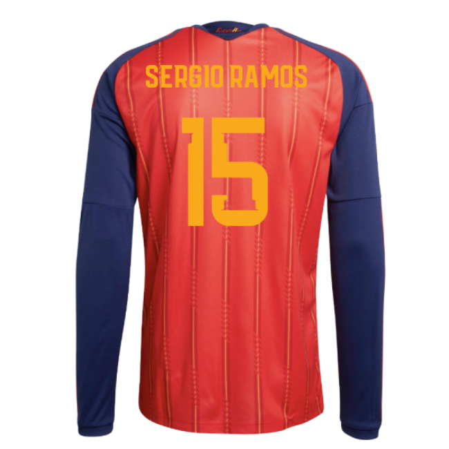 2026-2027 Spain Long Sleeve Home Shirt (Sergio Ramos 15)-The Soccer Shirt Hub