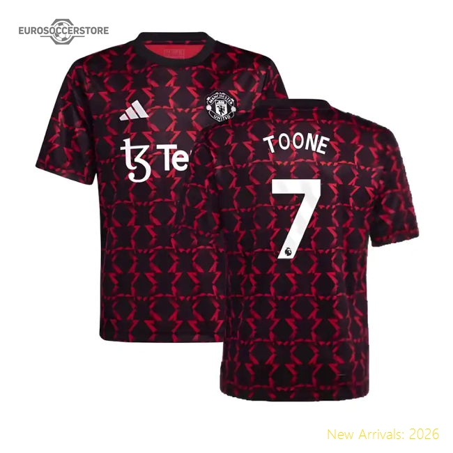 2024-2025 Man Utd Pre-Match Shirt (Black) - Kids (Toone 7)-The Soccer Shirt Hub