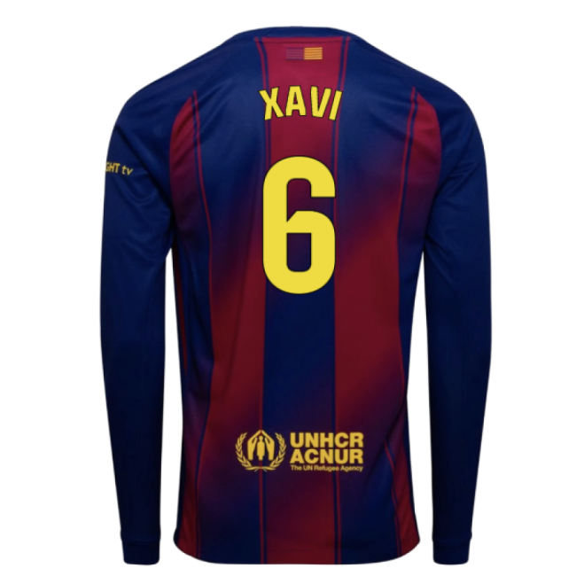 2025-2026 Barcelona Home Long Sleeve Shirt (Xavi 6)-The Soccer Shirt Hub