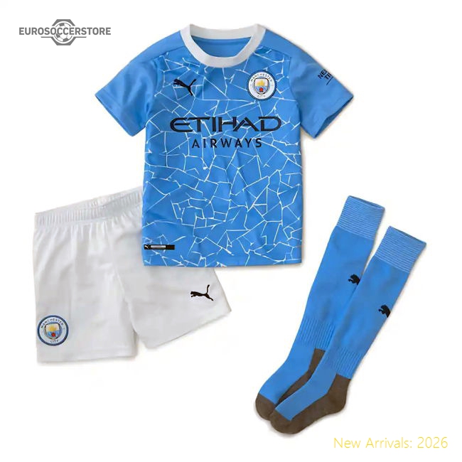 2020-2021 Manchester City Home Little Boys Mini Kit (Your Name)-The Soccer Shirt Hub