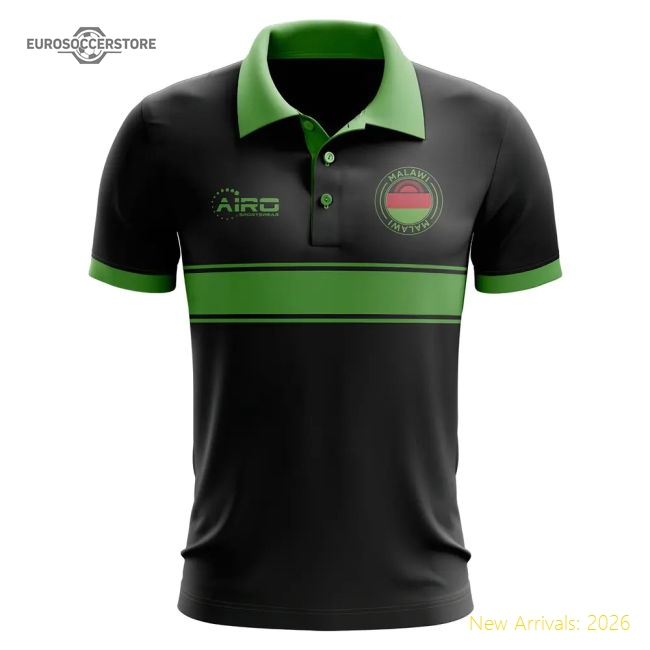 Malawi Concept Stripe Polo Shirt (Black)-The Soccer Shirt Hub