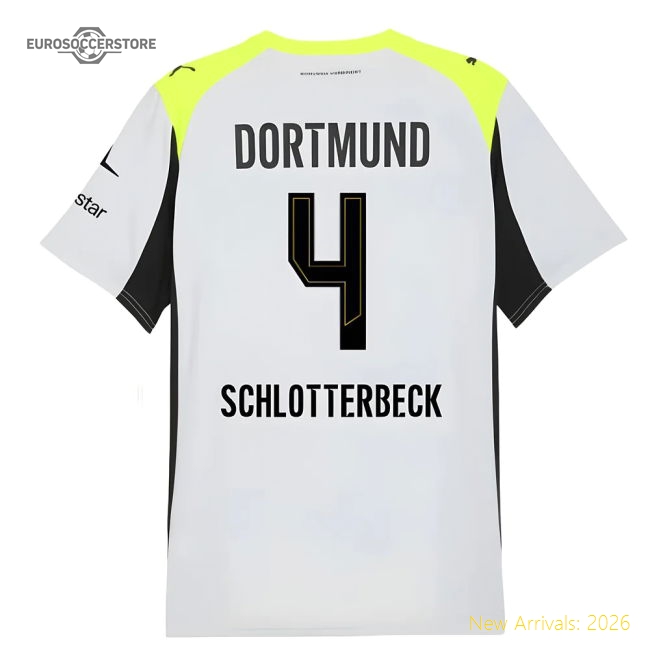 2025-2026 Borussia Dortmund Away Shirt (Schlotterbeck 4)-The Soccer Shirt Hub
