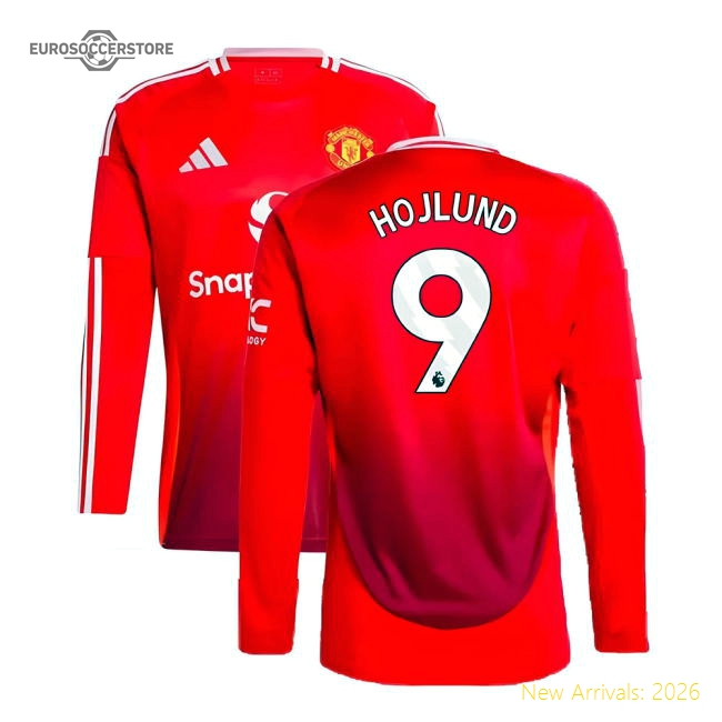 2024-2025 Man Utd Long Sleeve Home Shirt (Hojlund 9)-The Soccer Shirt Hub