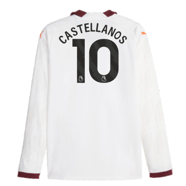 2023-2024 Man City Long Sleeve Away Shirt (Castellanos 10)-The Soccer Shirt Hub