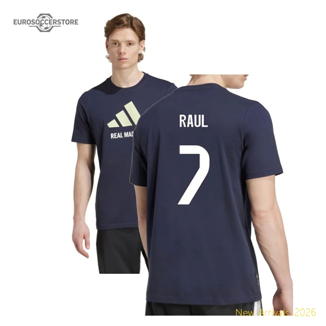 2025-2026 Real Madrid Seasonal Graphic Tee (Legend Ink) (Raul 7)-The Soccer Shirt Hub