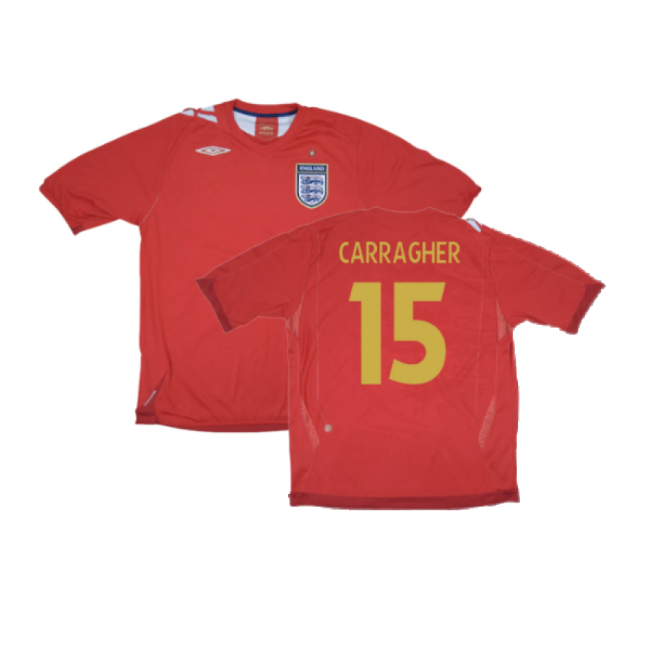 England 2006-08 Away Shirt (S) (Excellent) (CARRAGHER 15)-The Soccer Shirt Hub