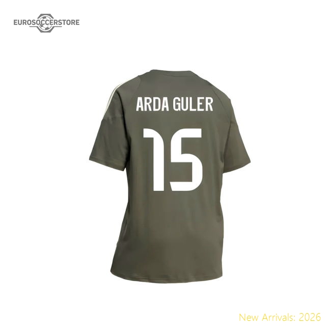 2025-2026 Real Madrid Training Tee (Utility Grey) (Arda Guler 15)-The Soccer Shirt Hub