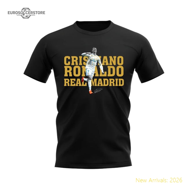 Cristiano Ronaldo Real Madrid Player Tee (Black)-The Soccer Shirt Hub