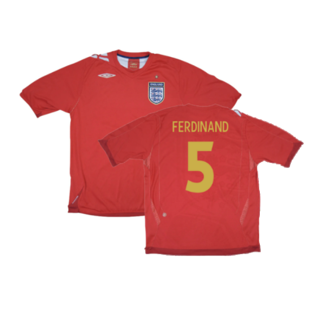 England 2006-08 Away Shirt (S) (Excellent) (FERDINAND 5)-The Soccer Shirt Hub
