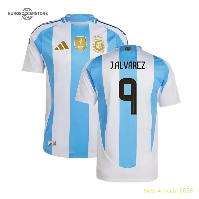 2024-2025 Argentina Authentic Home Shirt (J.ALVAREZ 9)-The Soccer Shirt Hub