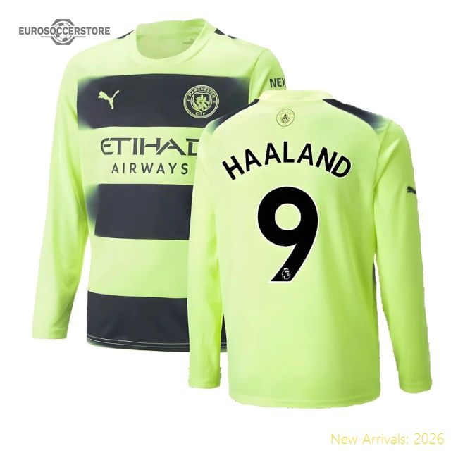 2022-2023 Man City Long Sleeve Third Shirt (HAALAND 9)-The Soccer Shirt Hub