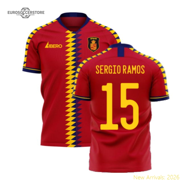 Spain 2025-2026 Home Concept Football Kit (Libero) (SERGIO RAMOS 15)-The Soccer Shirt Hub