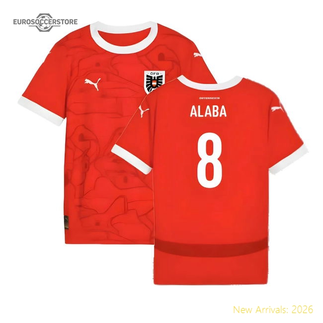 2024-2025 Austria Home Shirt (Kids) (Alaba 8)-The Soccer Shirt Hub