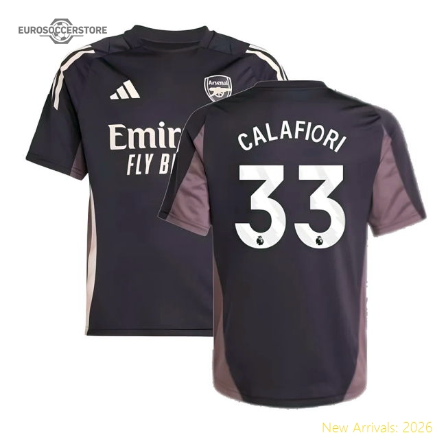 2024-2025 Arsenal Training Jersey (Aurora Black) - Kids (Calafiori 33)-The Soccer Shirt Hub