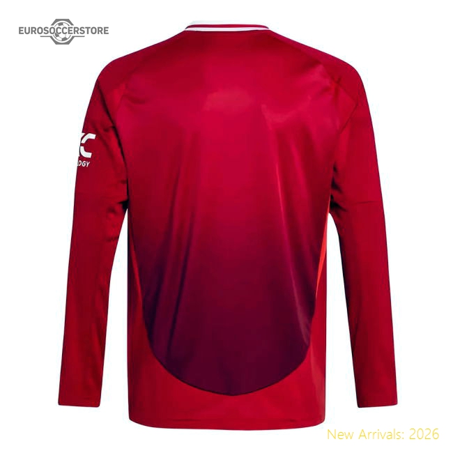 2024-2025 Man Utd Long Sleeve Home Shirt (Kids)-The Soccer Shirt Hub