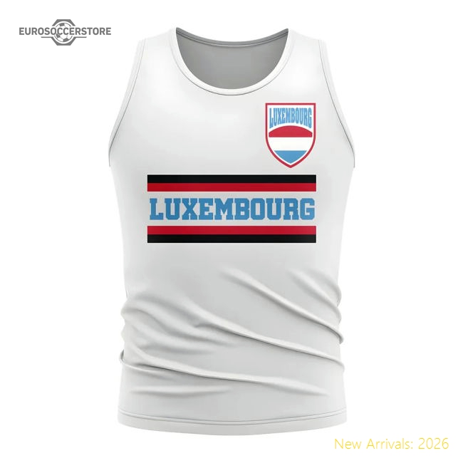 Luxembourg Core Football Country Sleeveless Tee (White)-The Soccer Shirt Hub