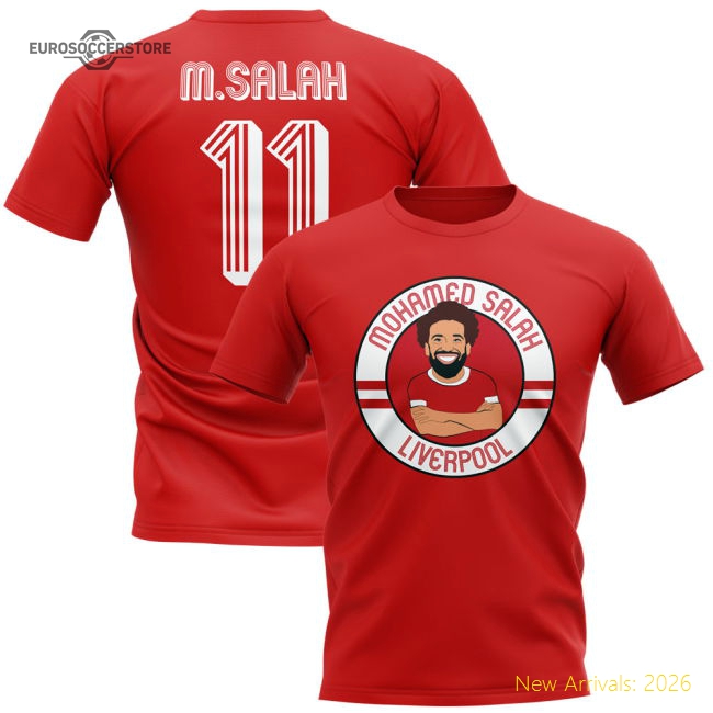 Mohamed Salah Liverpool Illustration T-Shirt (Red)-The Soccer Shirt Hub