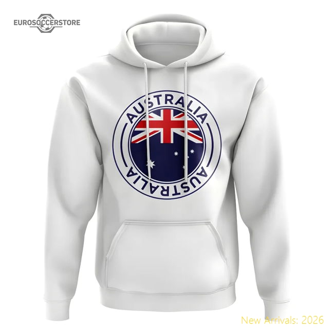 Australia Football Badge Hoodie (White)-The Soccer Shirt Hub