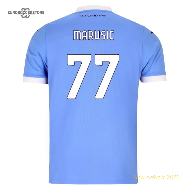 2025-2026 Lazio Home Shirt (Kids) (Marusic 77)-The Soccer Shirt Hub