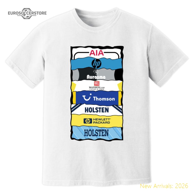 Tottenham Sponsor History T-Shirt (White)-The Soccer Shirt Hub