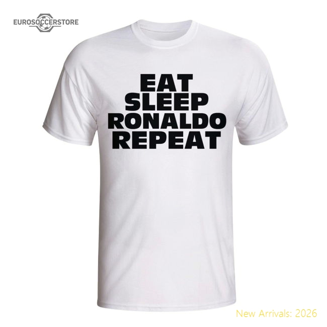 Eat Sleep Ronaldo Repeat T-shirt (white)-The Soccer Shirt Hub