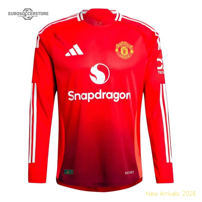 2024-2025 Man Utd Authentic Long Sleeve Home Shirt-The Soccer Shirt Hub