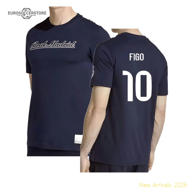 2025-2026 Real Madrid US Tee (Navy) (Figo 10)-The Soccer Shirt Hub