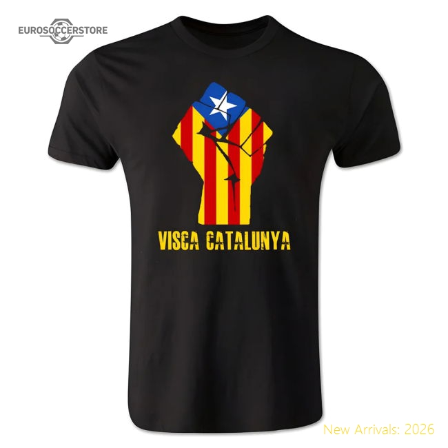Visca Catalunya T-Shirt (Black)-The Soccer Shirt Hub