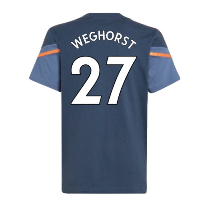 2022-2023 Man Utd Training Tee (Crew Navy) - Kids (Weghorst 27)-The Soccer Shirt Hub
