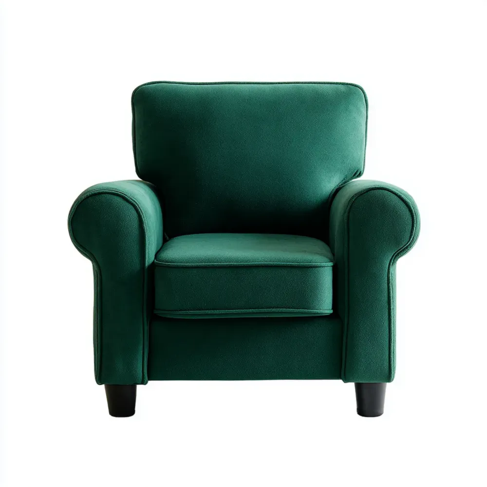 Sessel Stoff Dunkelgrün Buchenholzbeine