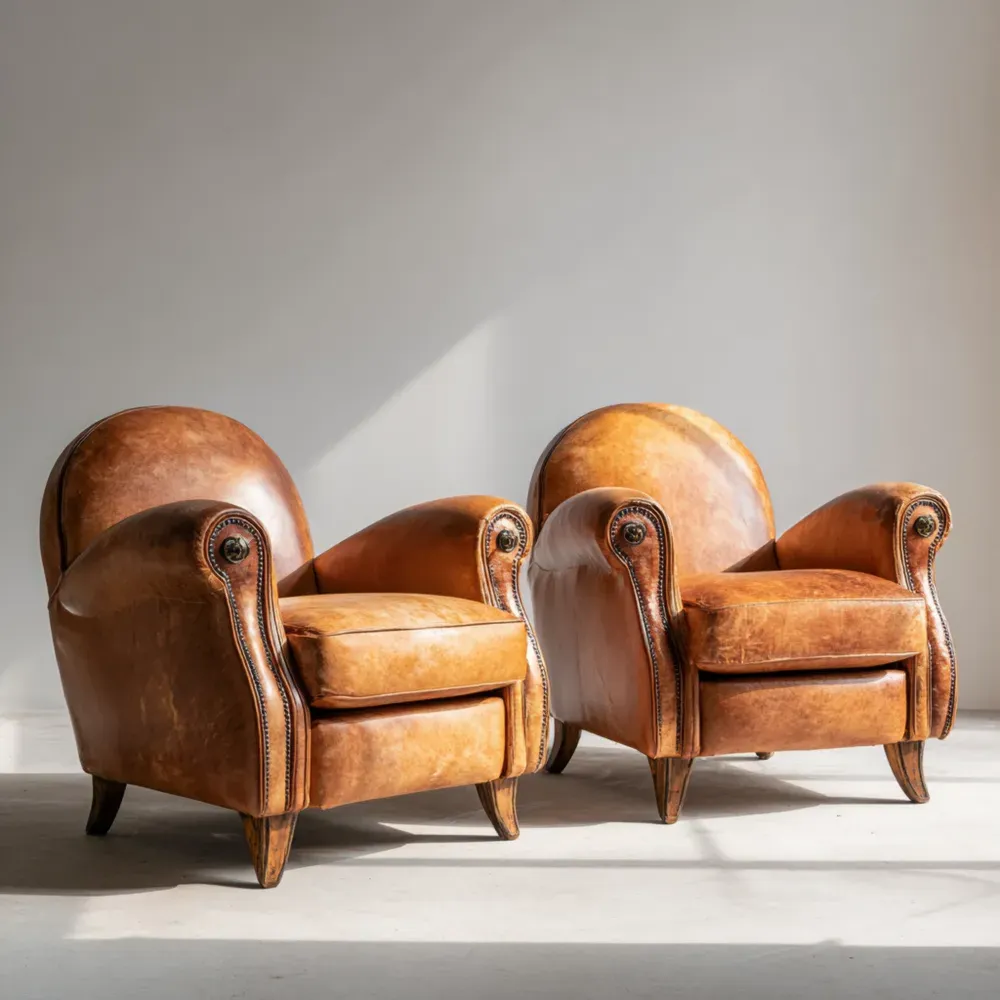 Echtleder Sessel-Set 85x90x80 cm