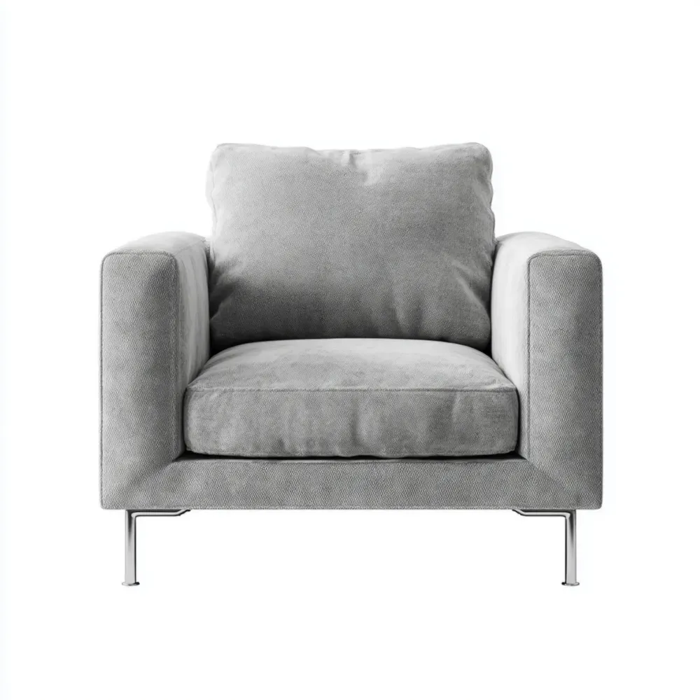 Moderner Sessel Stoff Metall Hellgrau
