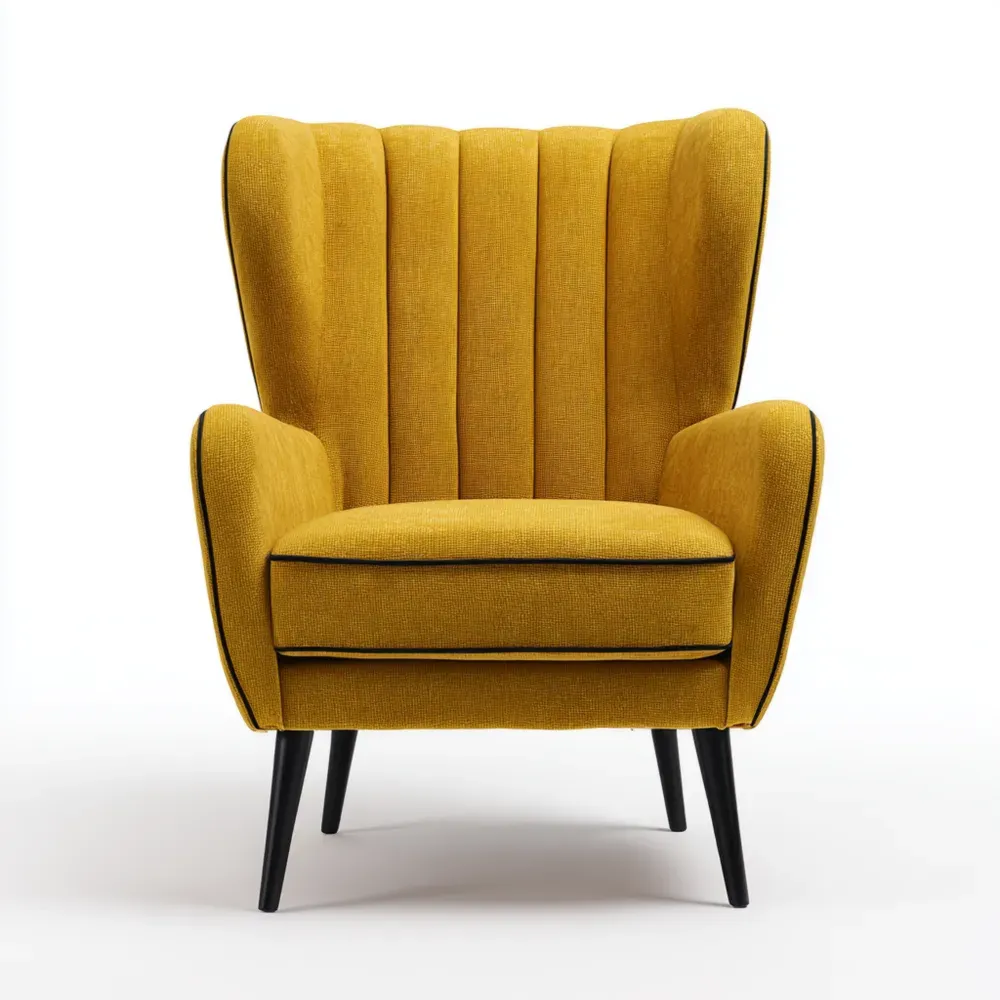 Sessel Holzrahmen Stoff 78x85x90 cm - Gelb