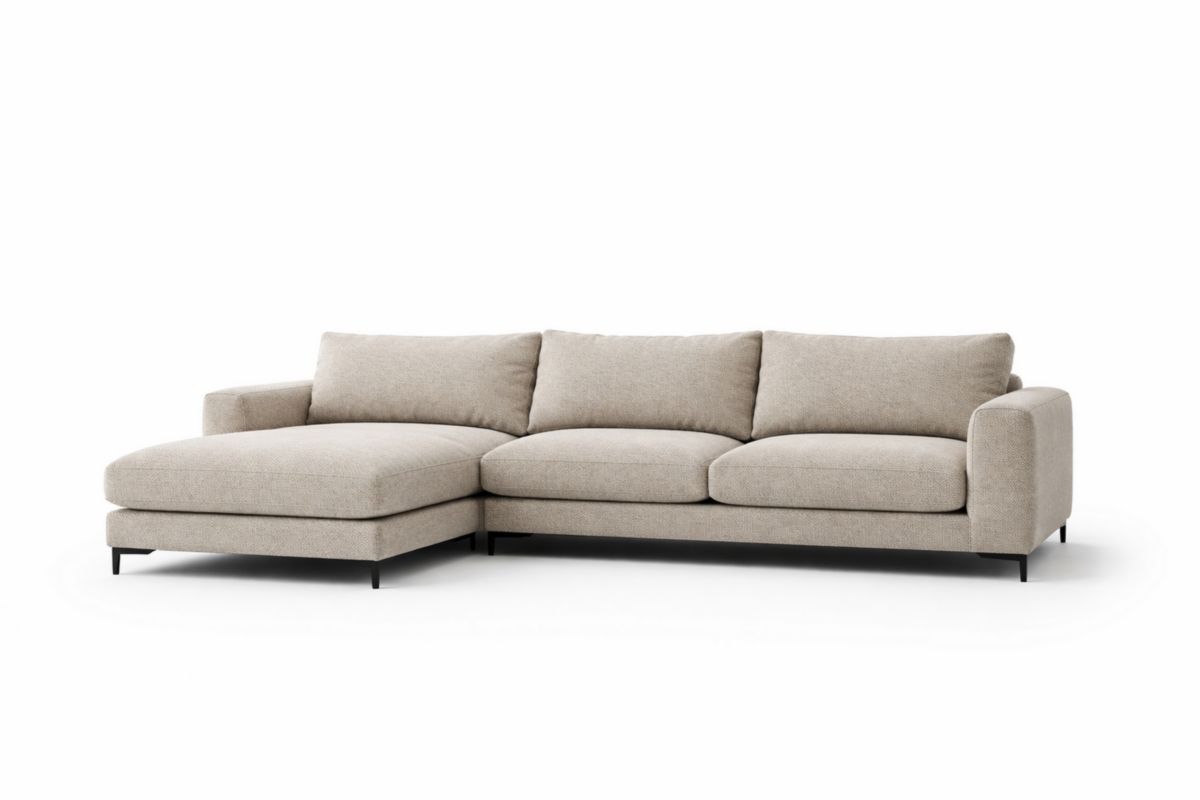Ecksofa mit linker Chaise Stoffbezug 280x150x85cm Beige