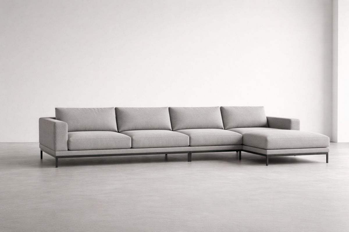 Ecksofa Stoff Grau mit Metallgestell