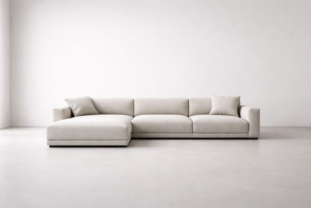 Ecksofa Beige Textil Holzrahmen 280cm x 160cm×85cm