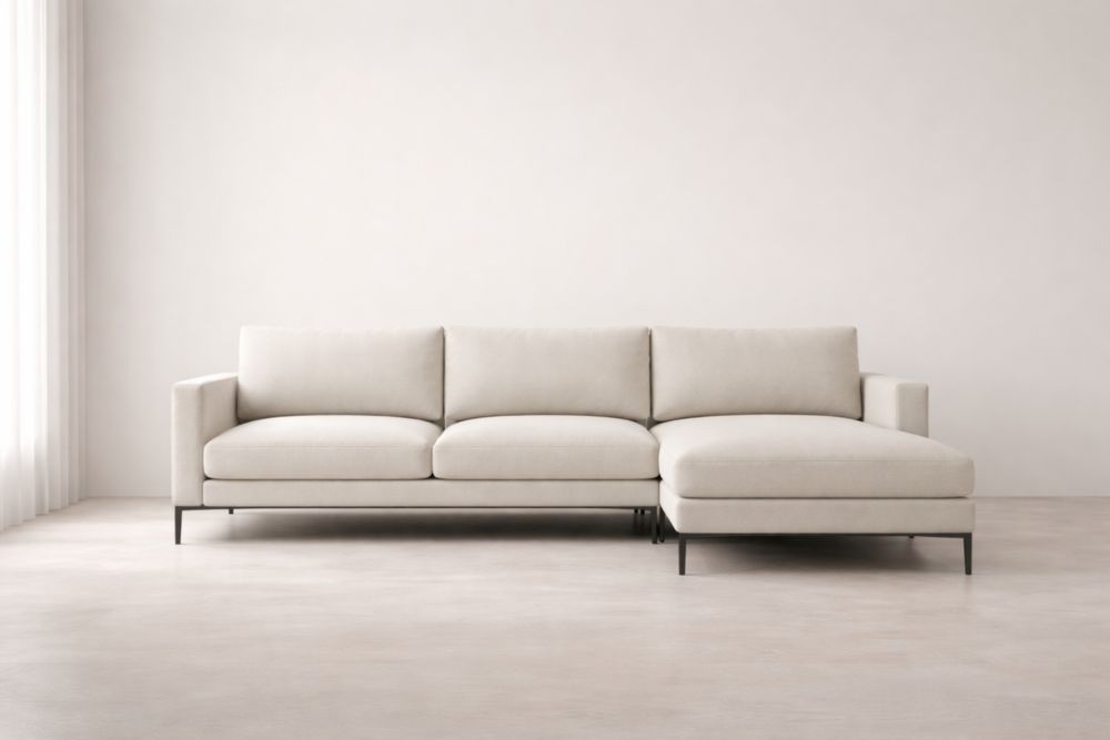 Ecksofa Beige Stoff rechte Armlehne 300x150x85 cm