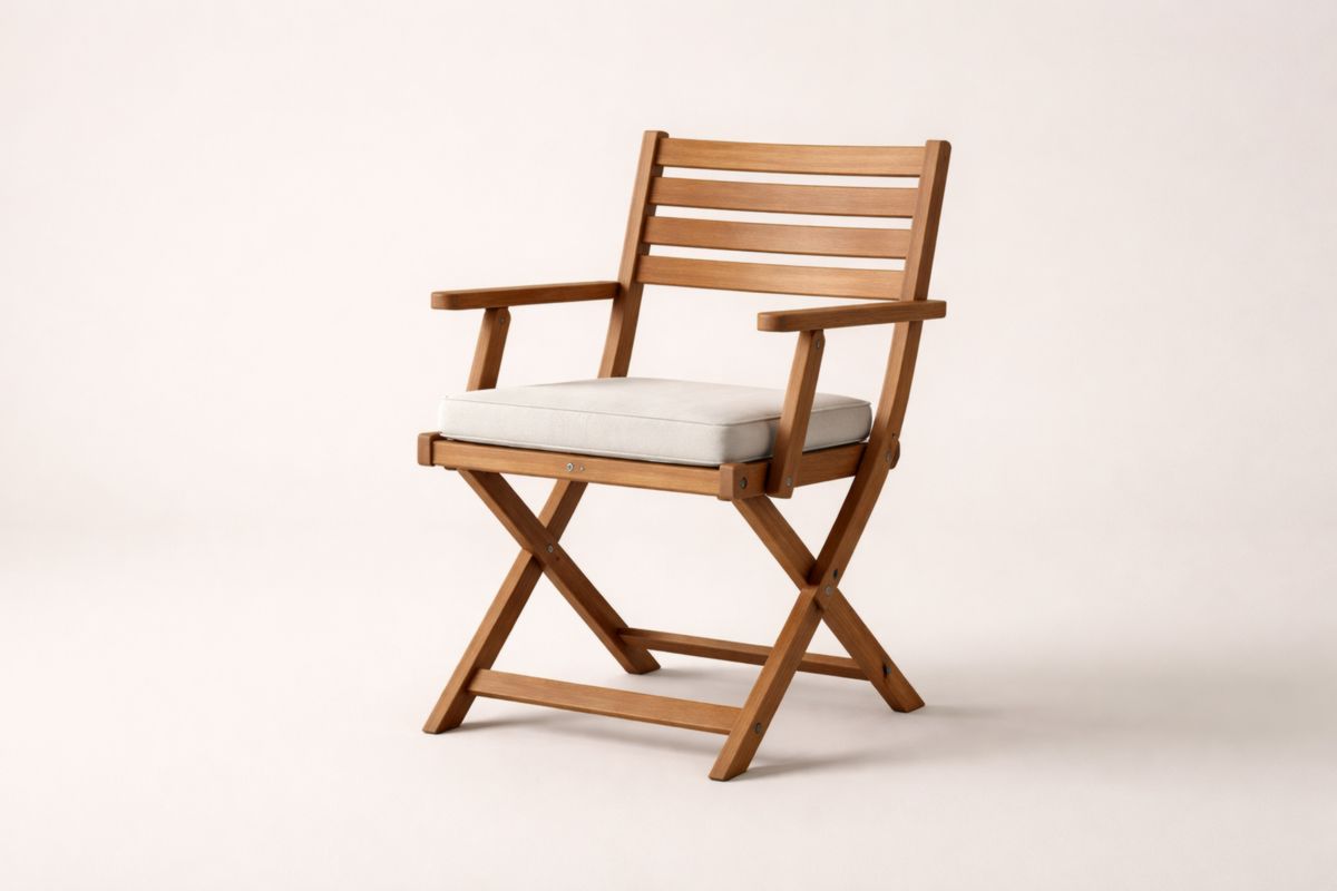 Gartenstuhl Akazienholz Klappbar mit Creme Kissen