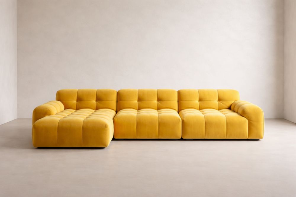 Modulares Ecksofa aus Samt Gelb