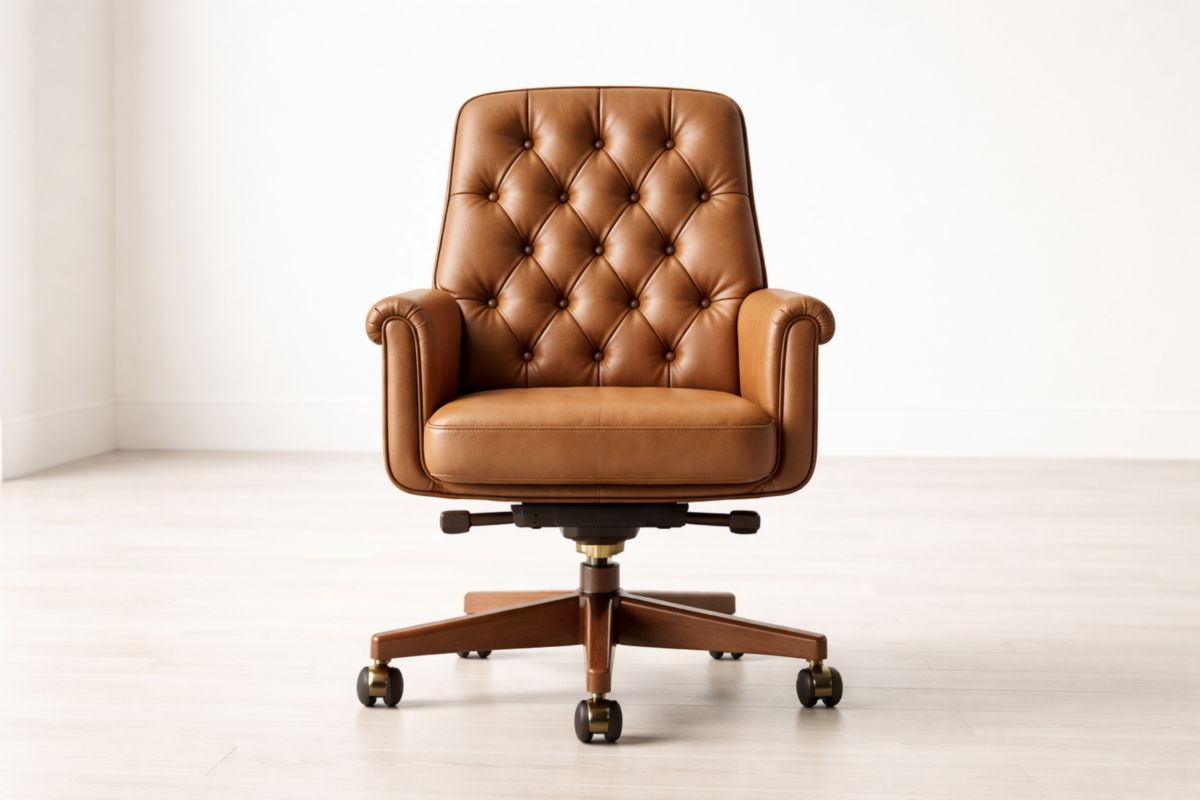 Bürostuhl Leder Braun mit Rollen