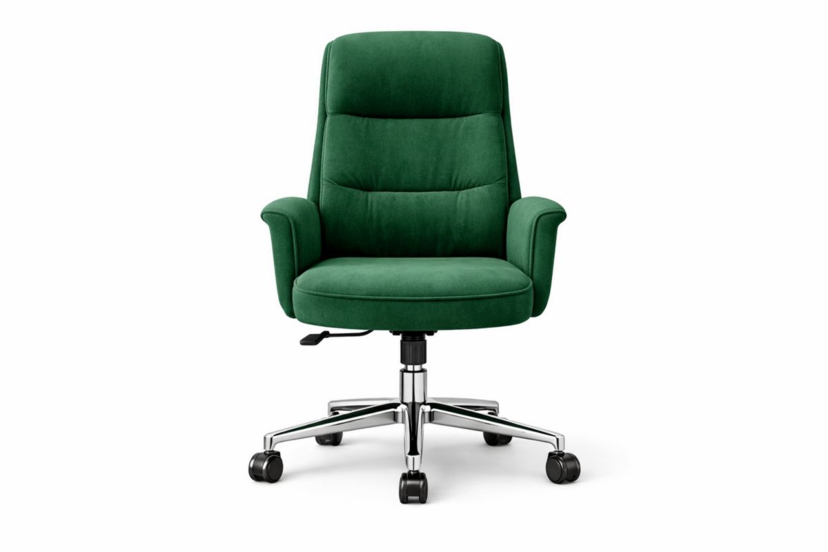 Bürostuhl mit Stahlrahmen, grüner Samt