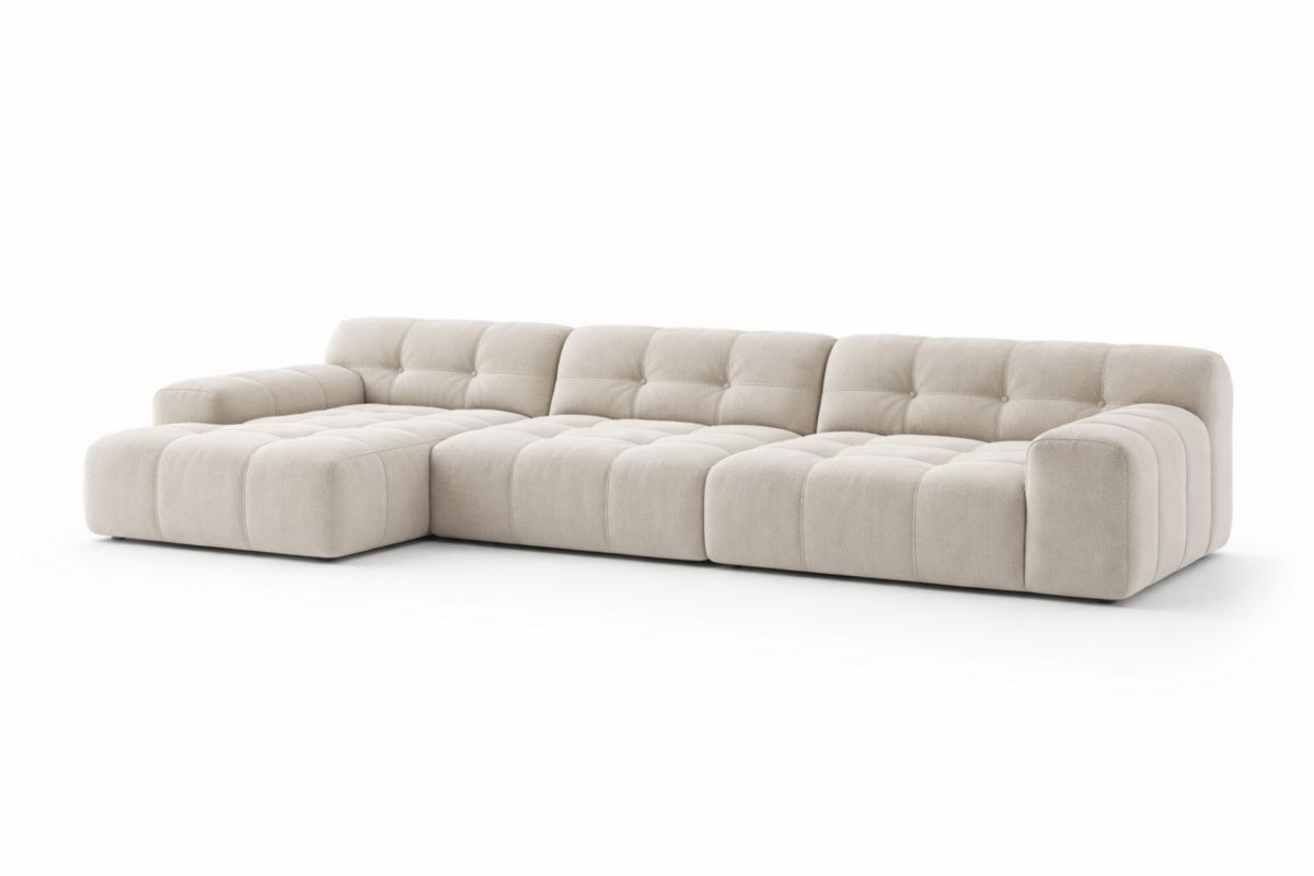 Ecksofa L-Form Stoff Beige
