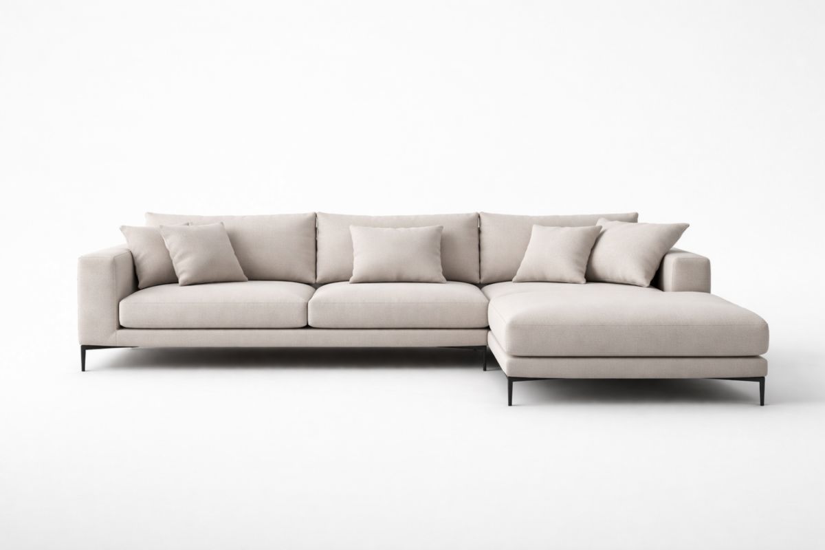 Ecksofa mit Leinenbezug Beige