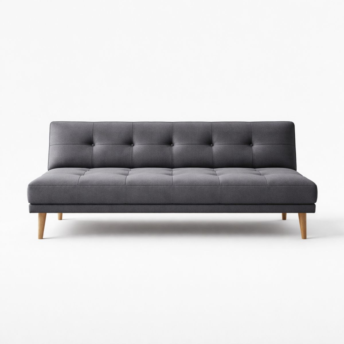 Dreisitziges Sofa aus Polyester, dunkelgrau, mit Holzbeinen