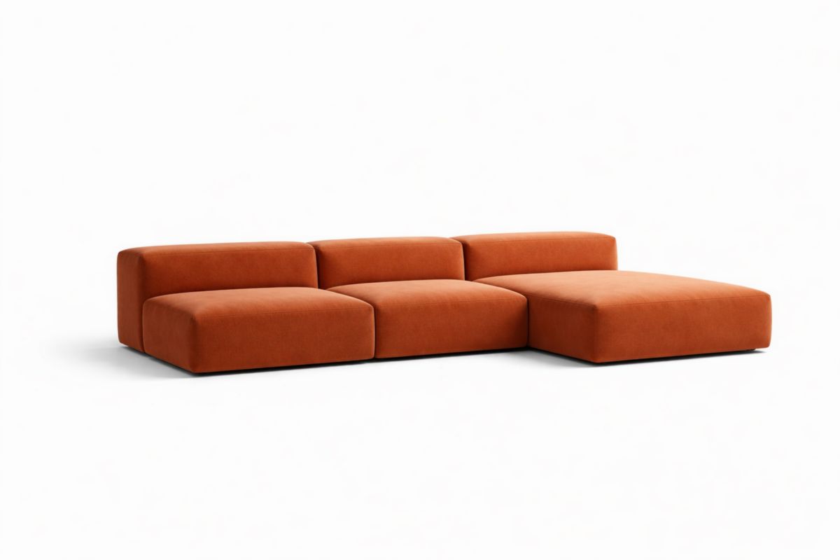 Modulares Sofa-Set aus Polyestergewebe Orange